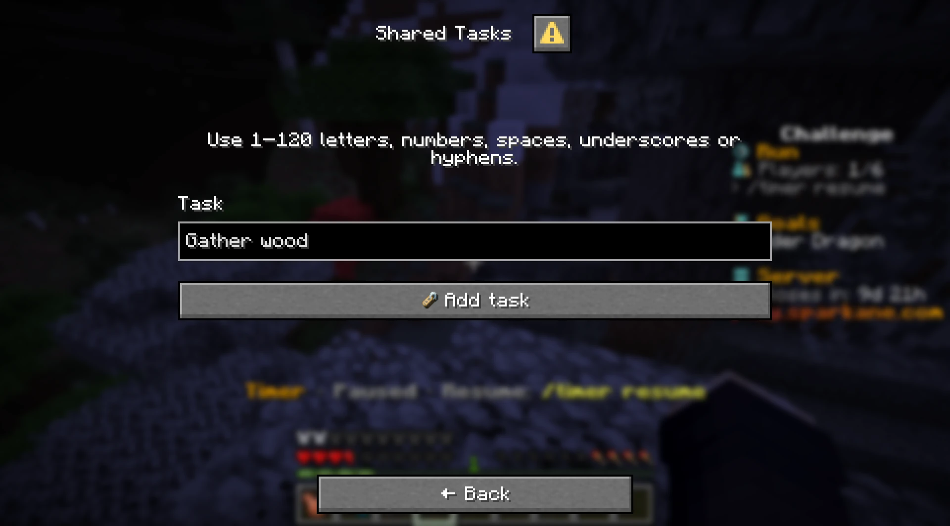 Add-task form with Gather wood entered in the text field